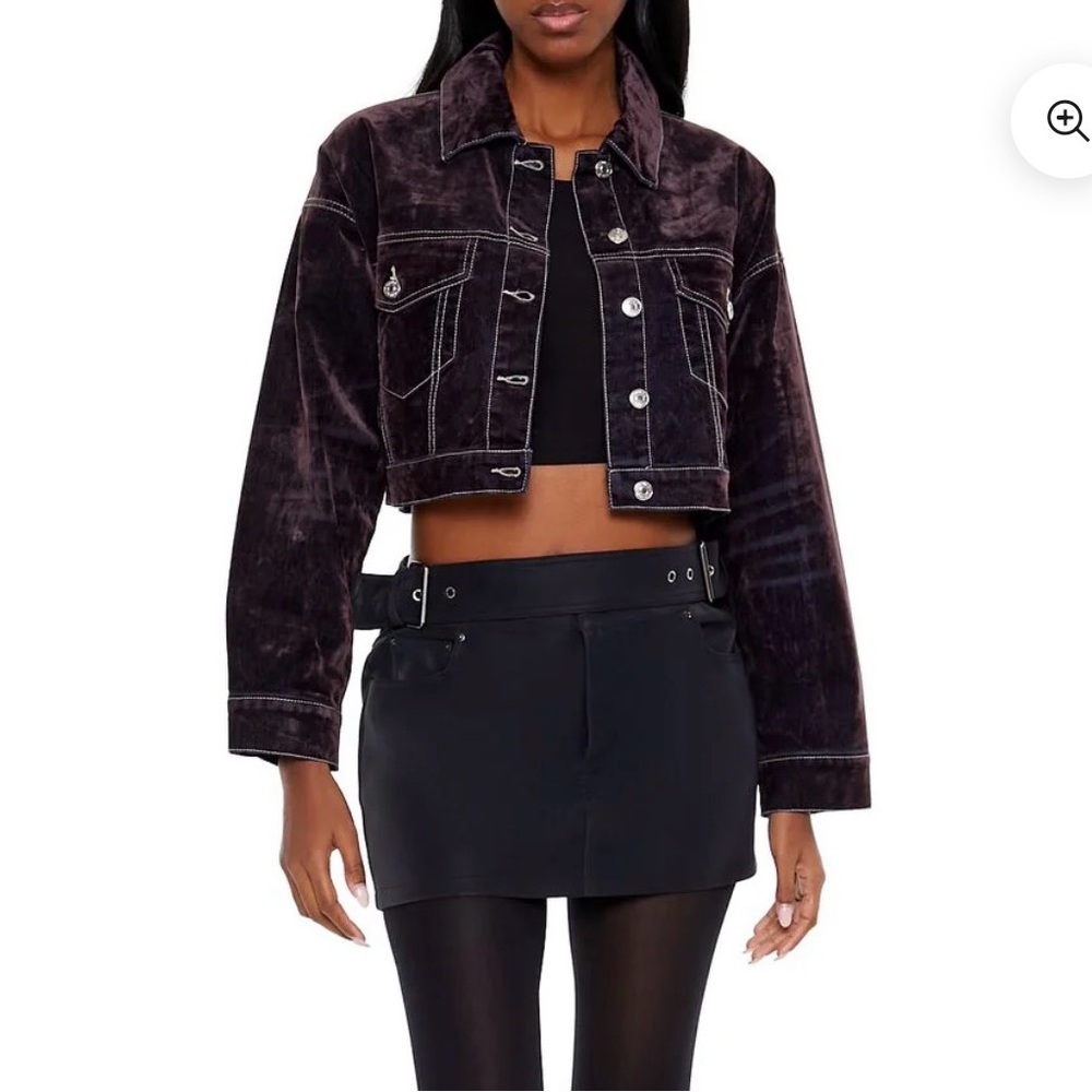 Forever 21 Velvet Wash Cropped Trucker Jacket – Size S (New With Tags)